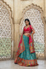 TEAL & PINK GAJI SATIN LEHENGA