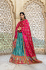 TEAL & PINK GAJI SATIN LEHENGA