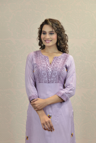 LILAC SOFT SILK KURTA SET