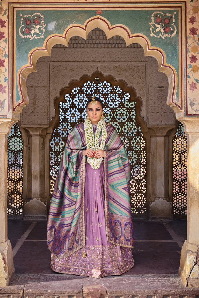 LILAC SOFT TISSUE EMBROIDERED LEHENGA