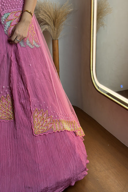 Noor Crush Fabric Long Kedia Lehenga