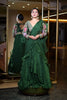 BOTTLE GREEN PRE-STITCHED RUFFLED SAREE