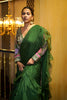 BOTTLE GREEN PRE-STITCHED RUFFLED SAREE