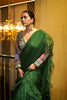 BOTTLE GREEN PRE-STITCHED RUFFLED SAREE