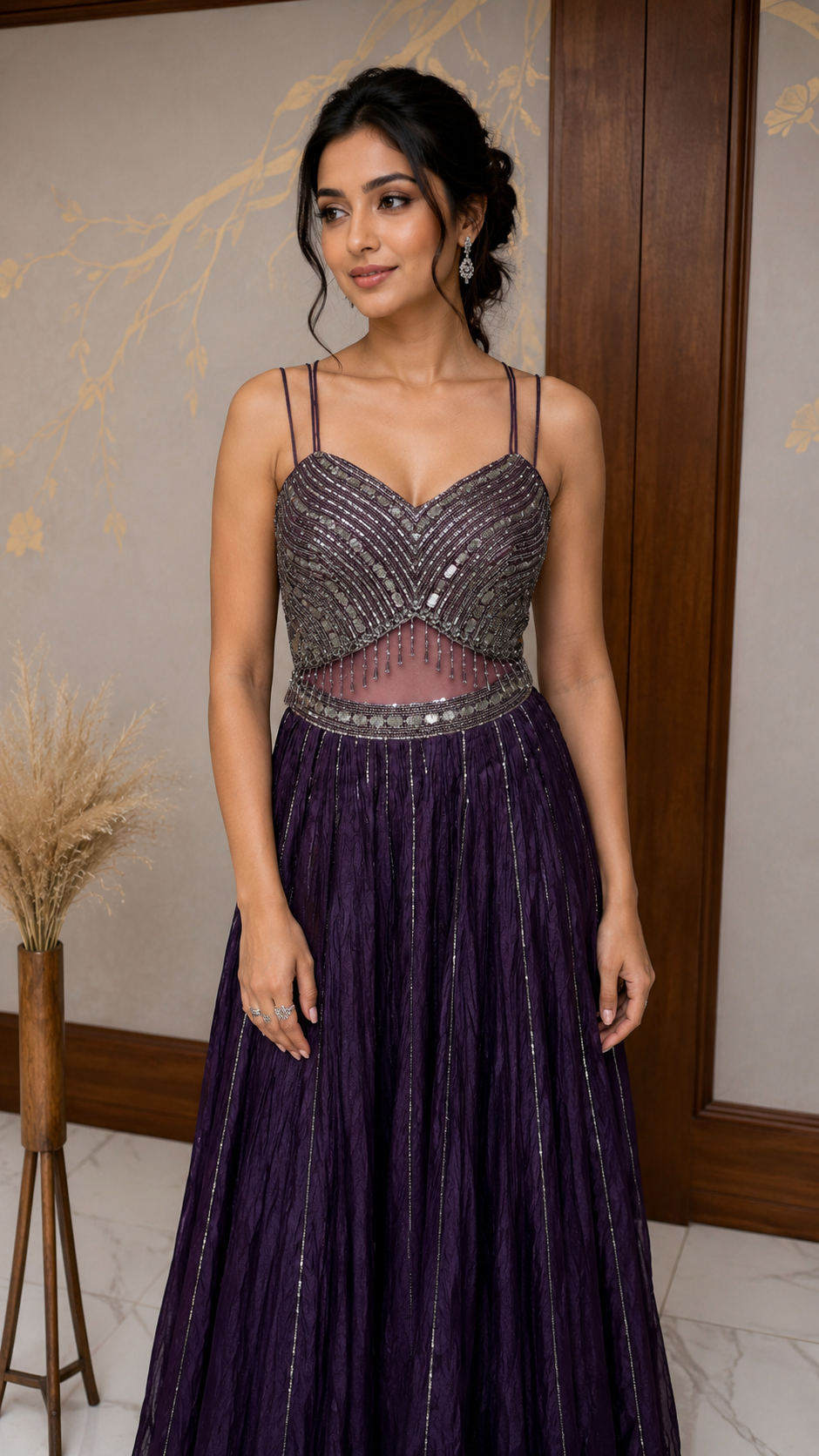 Royal Purple Embellished Indo-Western Set