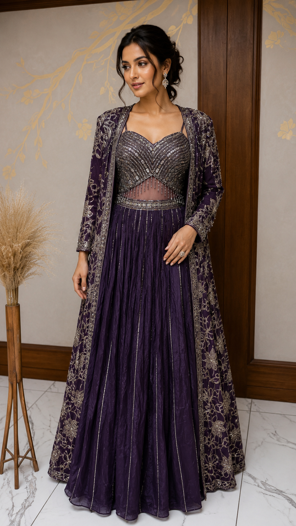 Royal Purple Embellished Indo-Western Set