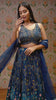 MIDNIGHT BLUE LEHENGA WITH PRINTED PEACOCKS & MOTIFS